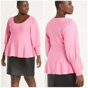 Eloquii Puff/Bishop Sleeve Pink Sweater NWT